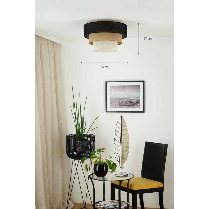 Brilagi - Плафон ASPEN LUNETA 1xE27/15W/230V Ø 45 см черен/бежов/кремав