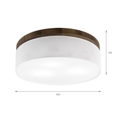 Brilagi - Плафон BELLADONNA 3xE27/15W/230V Ø 50 см бял/дъб