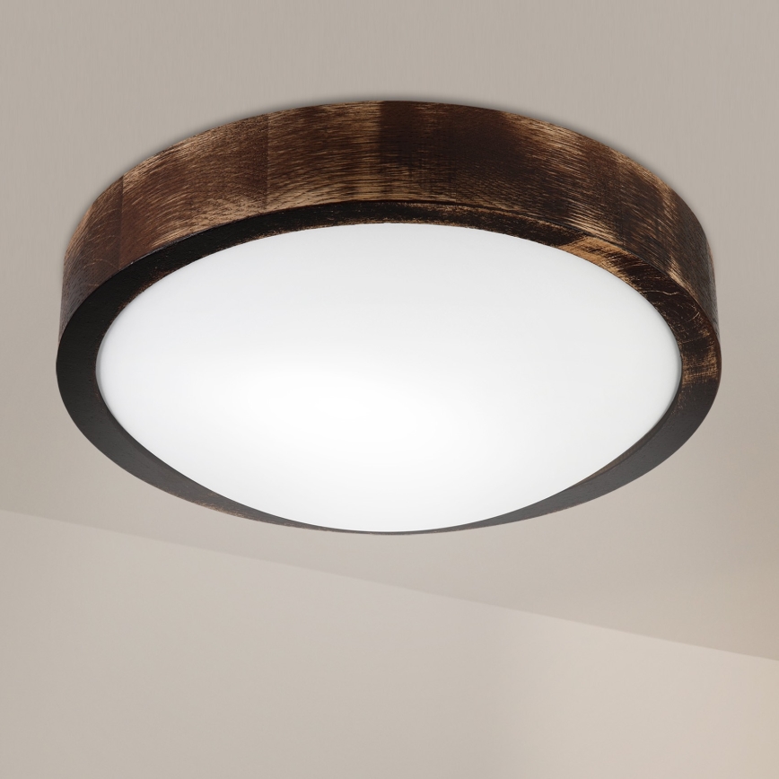 Brilagi - Плафон CARVALHO SLIM SMOKEY 1xE27/60W/230V, дъб, диаметър 27,5 cm