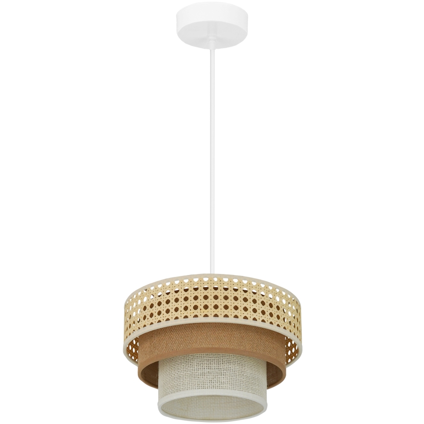 Brilagi - Полилей на кабел CEDAR LUNETA 1xE27/15W/230V пр. 25 см ратан/кафяв/кремав