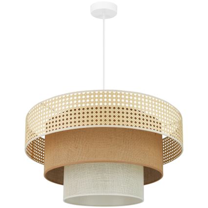 Brilagi - Полилей на кабел CEDAR LUNETA 1xE27/15W/230V Ø 60 см ратан/кафяв/крем