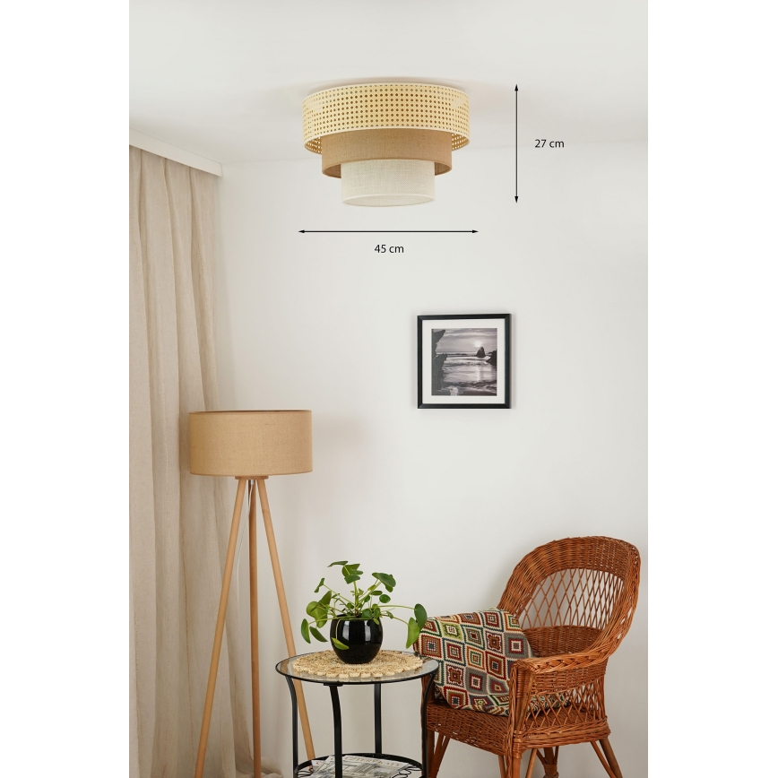Brilagi - Плафон CEDAR LUNETA 1xE27/15W/230V Ø 45 см бежов/кафяв/кремав