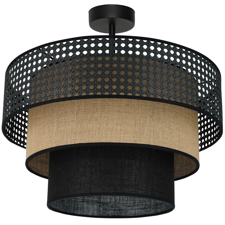 Brilagi - Плафон DAKOTA LUNETA 1xE27/15W/230V Ø 45 см черен/ратан