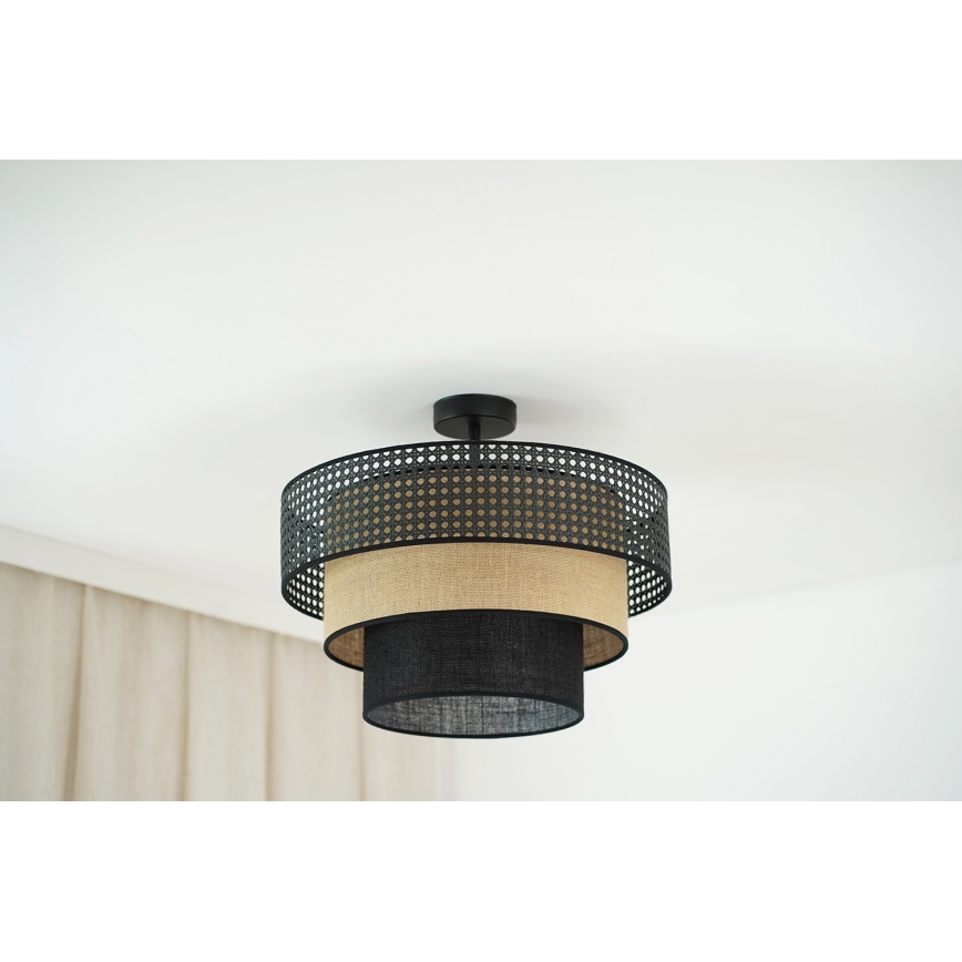 Brilagi - Плафон DAKOTA LUNETA 1xE27/15W/230V Ø 45 см черен/ратан