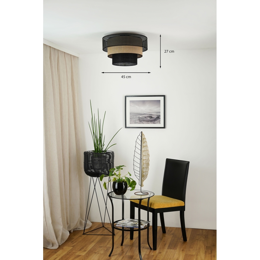 Brilagi - Плафон DAKOTA LUNETA 1xE27/15W/230V Ø 45 см черен/бежов
