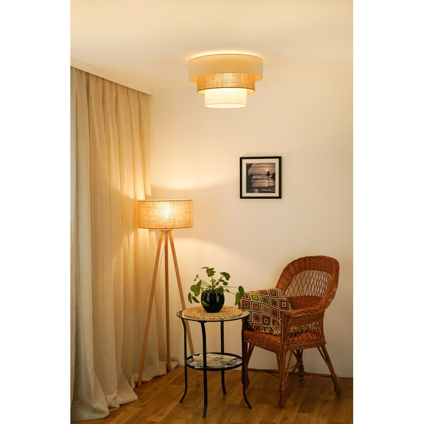 Brilagi-Плафон DENVER LUNETA 1xE27/15W/230V Ø 45 бежов/кафяв/кремав