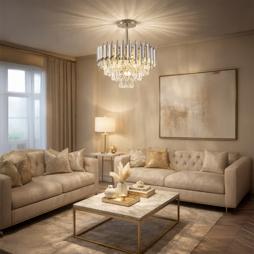 Brilagi - Плафон ECLIPSE 5xE14/10W/230V Ø 38 см, сребрист