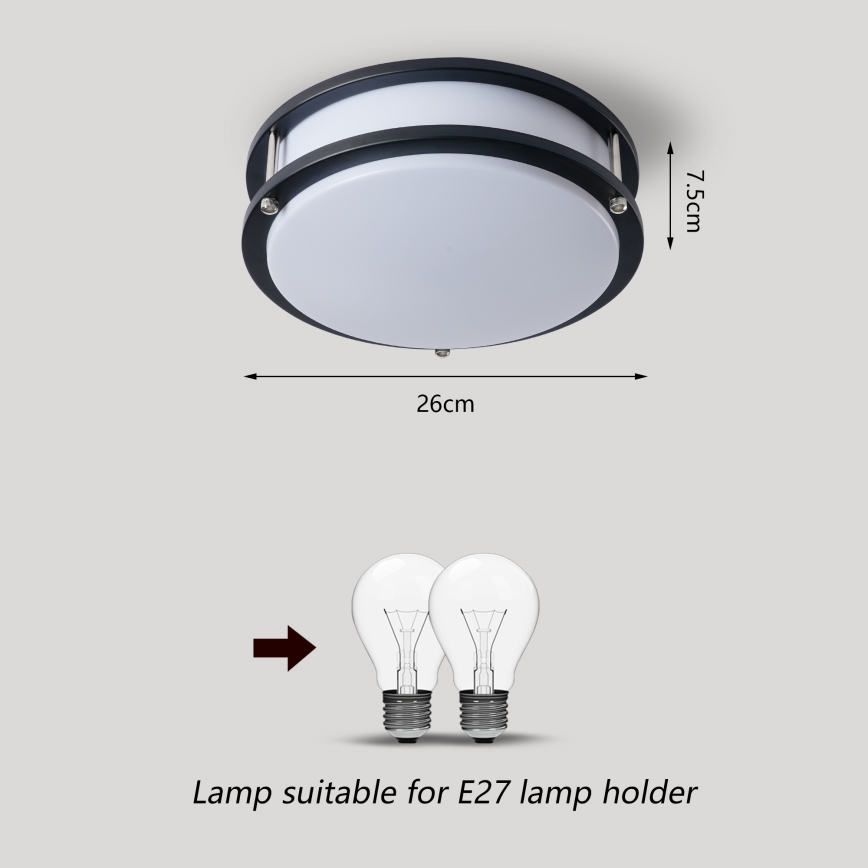 Brilagi - Плафон ELARO 2xE27/40W/230V Ø 26 cm черен