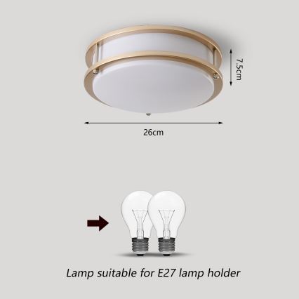Brilagi - Плафон ELARO 2xE27/40W/230V Ø 26 см златист
