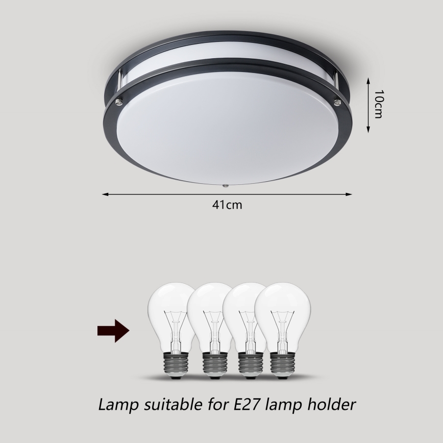 Brilagi - Плафон ELARO, 4 x E27, макс. 40 W, 230 V, Ø 41 см, черен