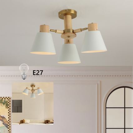 Brilagi - Плафон LUND WOOD, 3xE27/40W/230V, Ø 50 см, дърво