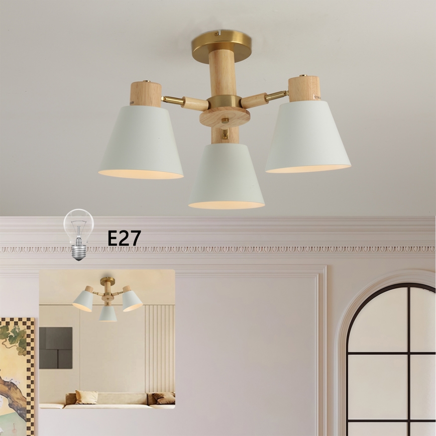 Brilagi - Плафон LUND WOOD 3xE27/40W/230V Ø 50 см от каучуково дърво