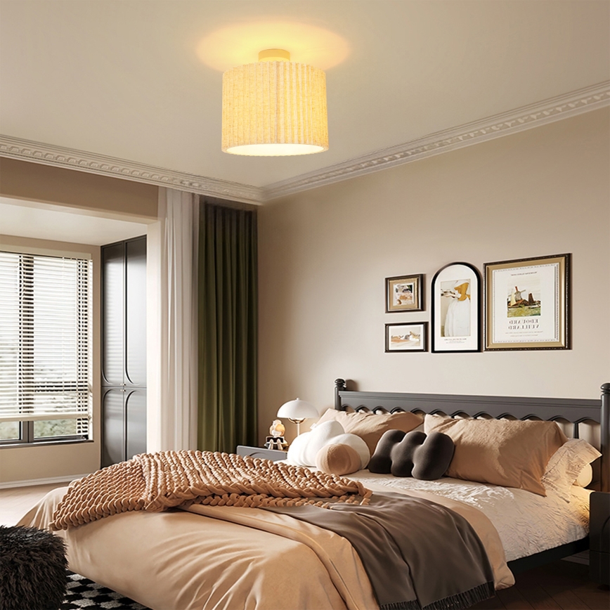 Brilagi - Плафон NORDIC WAVE 1xE27/15W/230V Ø 32 cm лен/бял