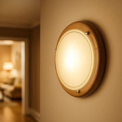 Brilagi - Плафон ORBIS 2xE27/60W/230V Ø 38 см борова дървесина