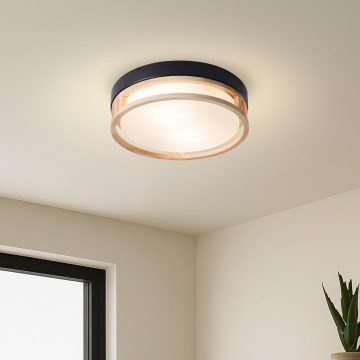 Brilagi - Плафон ORINO, 2xE27/40W/230V, Ø 27 см, черен/дъб