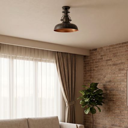 Brilagi - Плафон PYRONIC 1xE27/40W/230V диаметър 32 см бронзов/патина