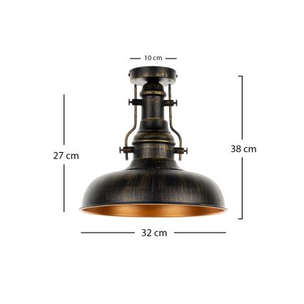 Brilagi - Плафон PYRONIC 1xE27/40W/230V диаметър 32 см бронзов/патина