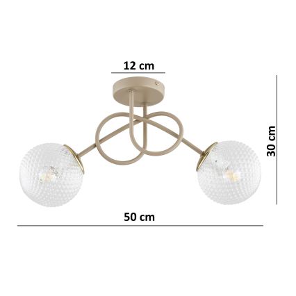 Brilagi - Плафон STELLA 2xE27/60W/230V бежов/златен