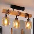 Brilagi - Плафон WOOD GLASS 3xE27/60W/230V бор/черен/опушено кафяво