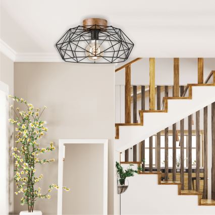 Brilagi - Таванно осветително тяло WOODY BASKET 1xE27/60W/230V Ø 40 см дъб