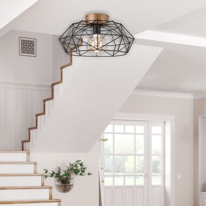 Brilagi - Таванно осветително тяло WOODY BASKET 1xE27/60W/230V Ø 40 см дъб