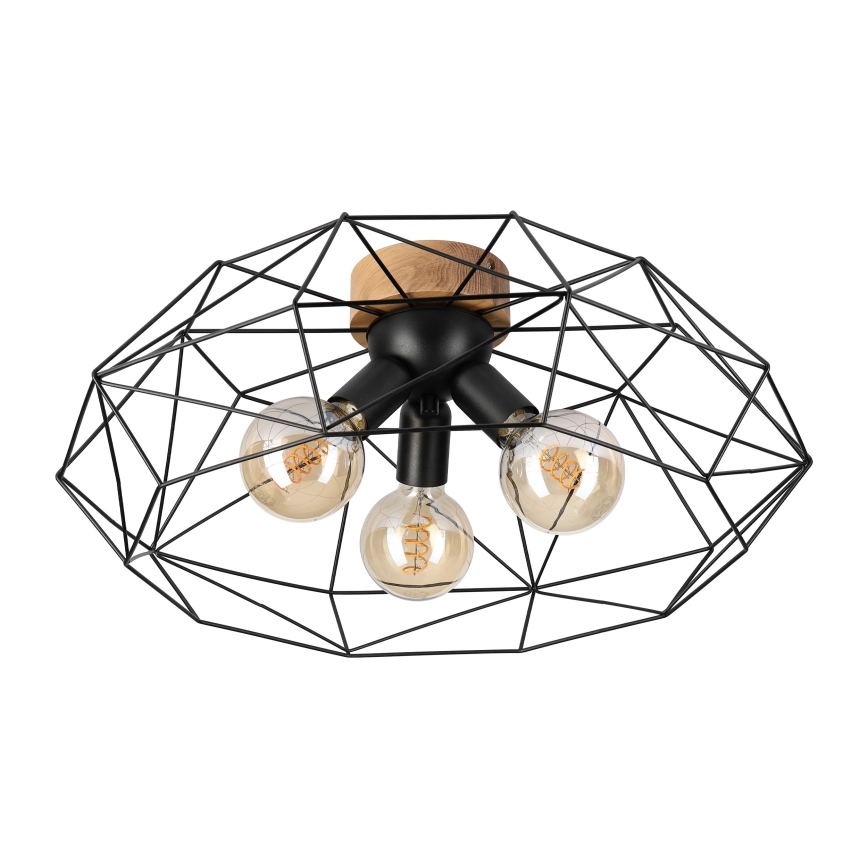 Brilagi - Плафон WOODY BASKET 3xE27/60W/230V Ø 60 см дъб