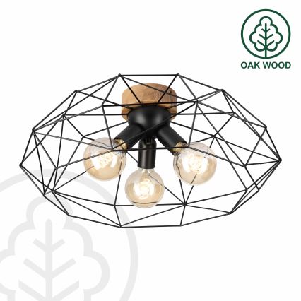 Brilagi - Плафон WOODY BASKET 3xE27/60W/230V Ø 60 см дъб