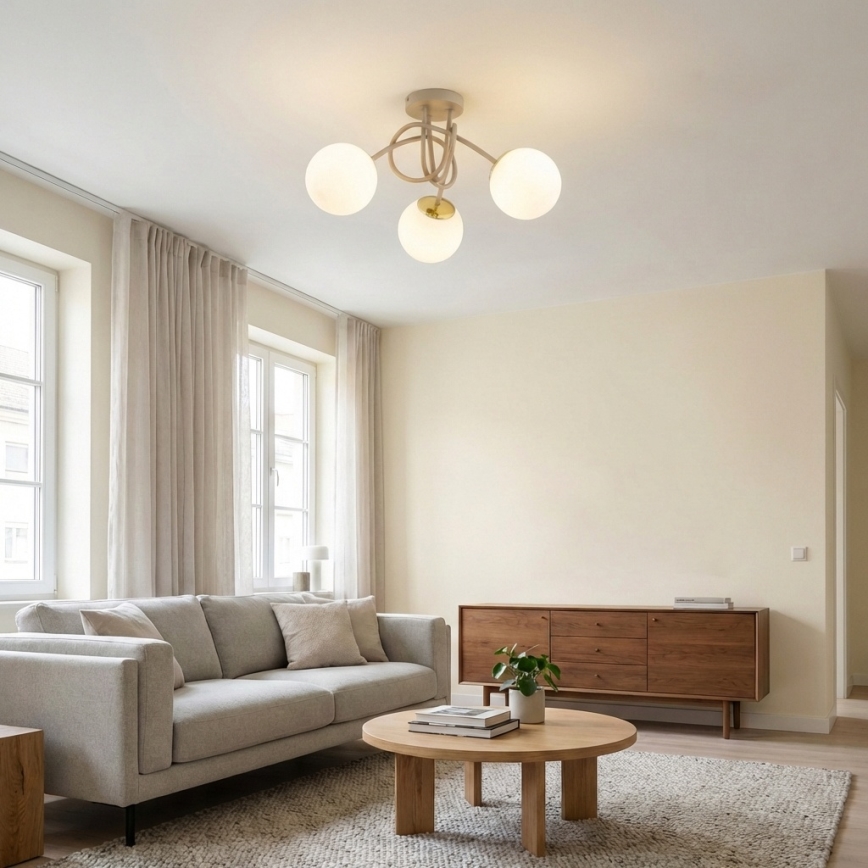 Brilagi - Плафонен полилей 3xE27/60W/230V бежов/златен