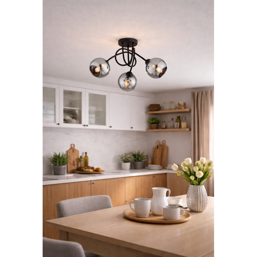 Brilagi - Плафонен полилей 3xE27/60W/230V черен/димно сив