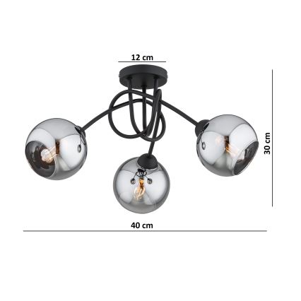 Brilagi - Плафонен полилей 3xE27/60W/230V черен/димно сив