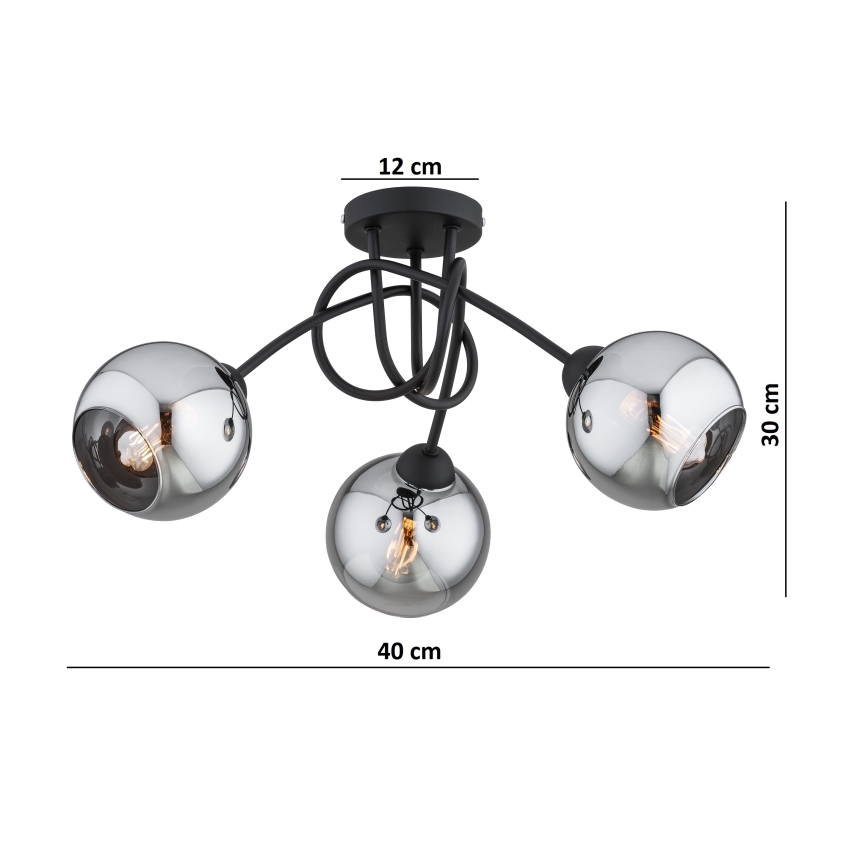 Brilagi - Плафонен полилей 3xE27/60W/230V черен/димно сив
