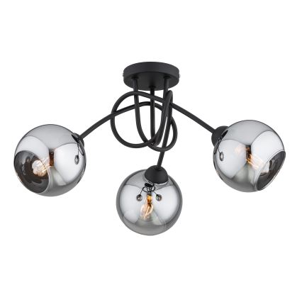 Brilagi - Плафонен полилей DIOR 3xE27/60W/230V черен/димно сив