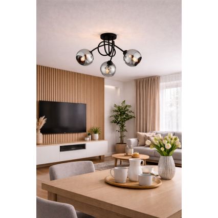 Brilagi - Плафонен полилей DIOR 3xE27/60W/230V черен/димно сив