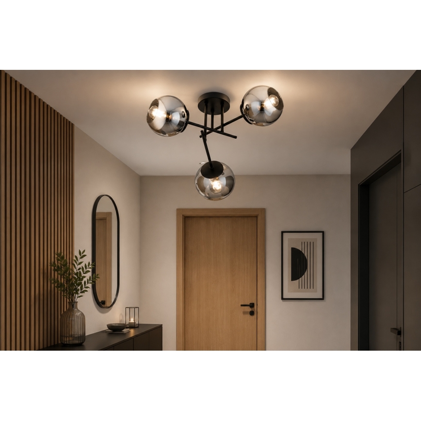 BRILAGI - Плафонен полилей DIOR 3xE27/60W/230V черен/димно сив