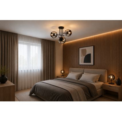 BRILAGI - Плафонен полилей DIOR 3xE27/60W/230V черен/димно сив