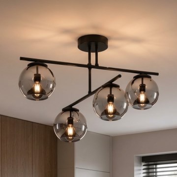 BRILAGI - Плафонен полилей DIOR 4xE27/60W/230V черен/димчато сив