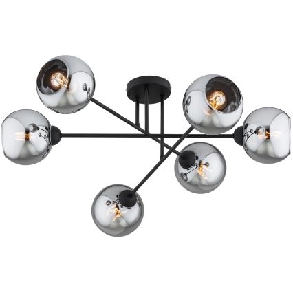 Brilagi - Плафонен полилей DIOR 6xE27/60W/230V черен/димчато сив