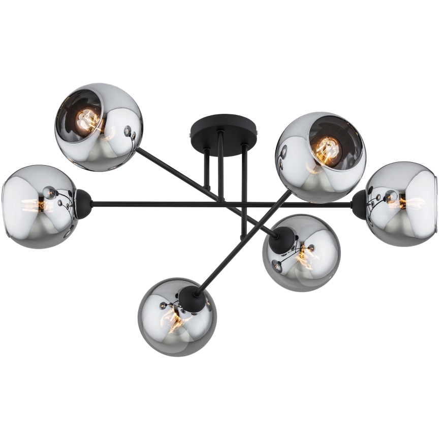 Brilagi - Плафонен полилей DIOR 6xE27/60W/230V черен/димчато сив
