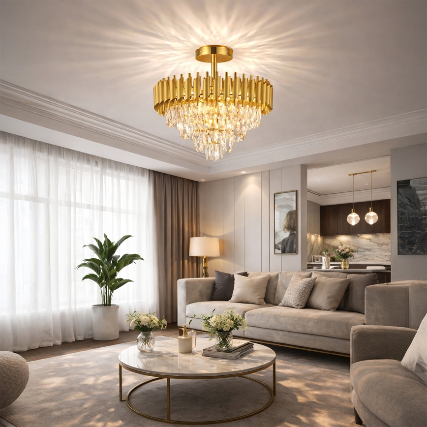 Brilagi - Плафонен полилей ECLIPSE 7xE14/10W/230V пр. 48 см златист