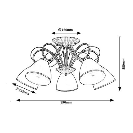 Brilagi - Плафонен полилей FRED 5xE27/60W/230V диаметър 59 см бронзов