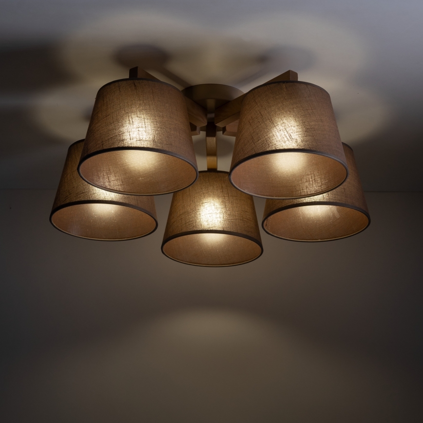 Brilagi - Плафонен полилей LATTE SABIA 5xE27/15W/230V бор/кафяв