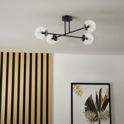 Brilagi - Плафонен полилей MALIVA 4xE14/15W/230V черен/прозрачен