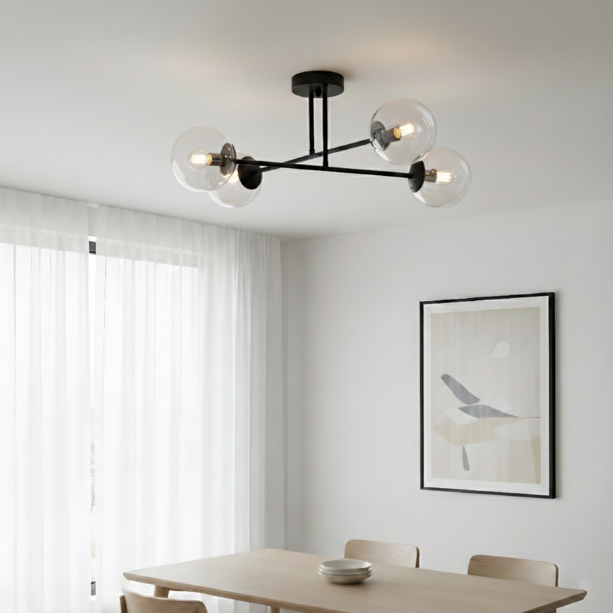 Brilagi - Плафонен полилей MALIVA 4xE14/15W/230V черен/прозрачен