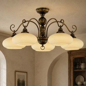Brilagi - Плафонен полилей MOLLERO 5xE27/15W/230V Ø 84 см бронз/патина