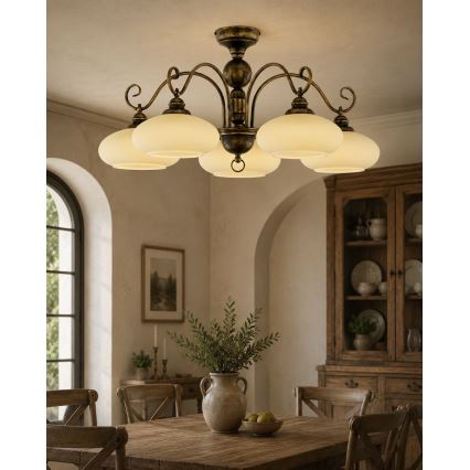 Brilagi - Плафонен полилей MOLLERO 5xE27/15W/230V Ø 84 см бронз/патина