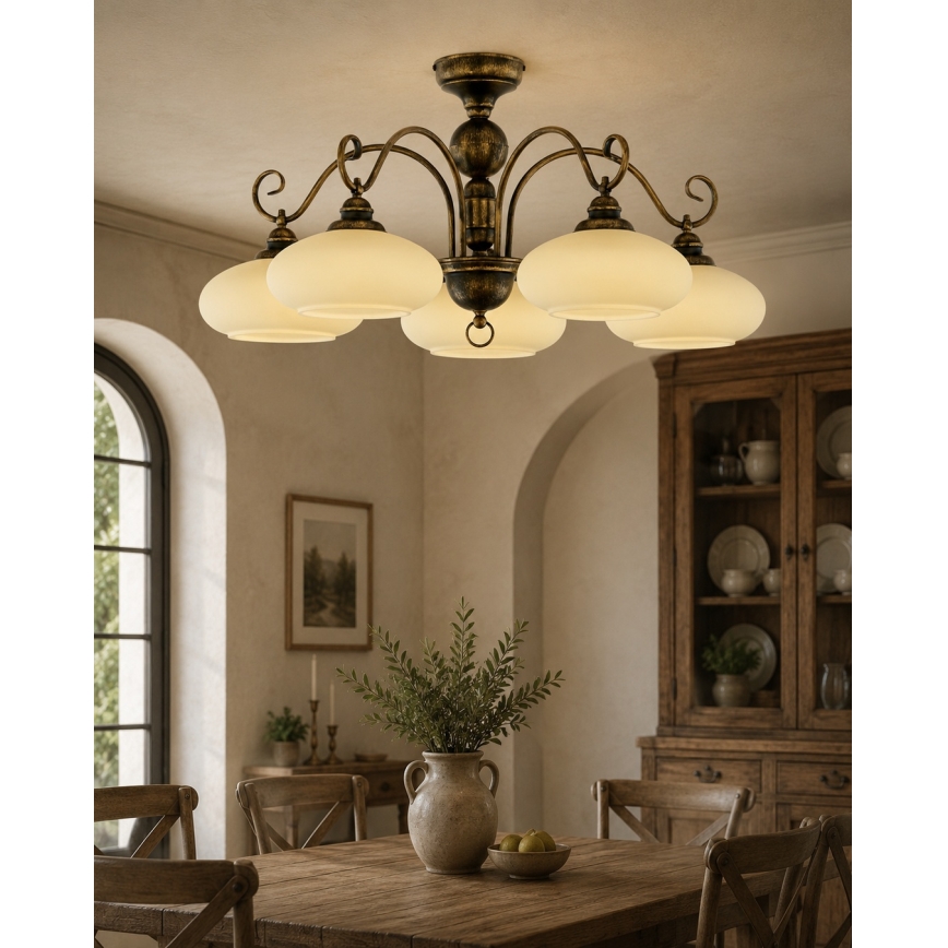 Brilagi - Плафонен полилей MOLLERO 5xE27/15W/230V Ø 84 см бронз/патина