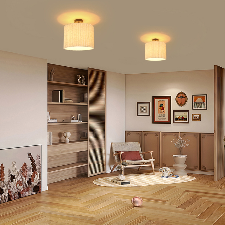 Brilagi - Плафонен полилей NORDIC WAVE 1xE27/15W/230V Ø 32 см лен/черен