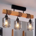 Brilagi - Плафонен полилей WOOD GLASS 3xE27/60W/230V бор/черен/опушено бежово