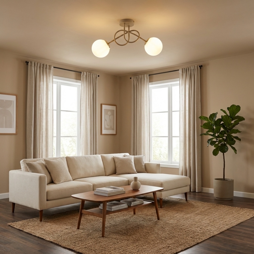 Brilagi - Плафониера 2xE27/60W/230V бежово/златно