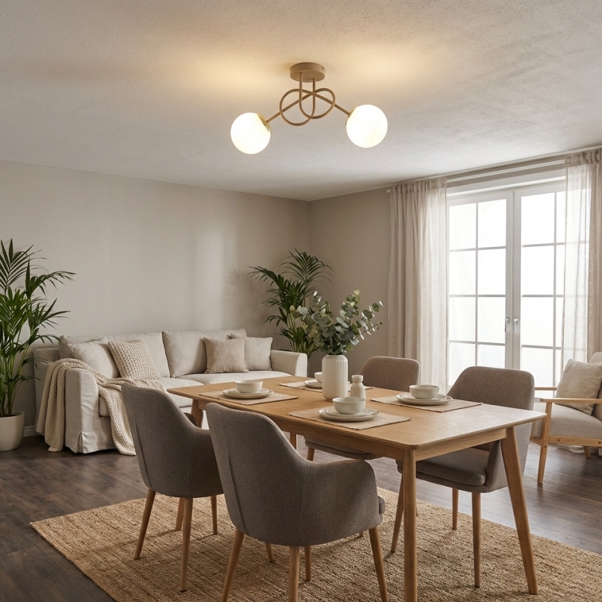 Brilagi - Плафониера 2xE27/60W/230V бежово/златно